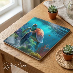 Personalisiertes Schildkrötenbild Klassische Keram Fliese