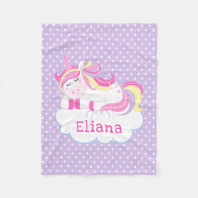 Personalisiertes Schlafmittel Unicorn Kinder Fleec Fleecedecke (Vorderseite)
