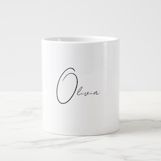Personalisiertes, schlichtes Monogramm Jumbo-Tasse (Vorderseite)