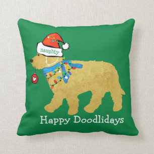 Personalisiertes schmutziges Weihnachtsgoldendoodl Kissen