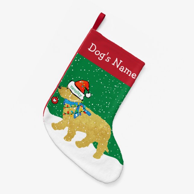 Personalisiertes schmutziges Weihnachtsgoldendoodl Kleiner Weihnachtsstrumpf (Vorderansicht (hängend))
