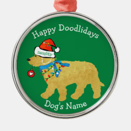 Personalisiertes schmutziges Weihnachtsgoldendoodl Ornament Aus Metall