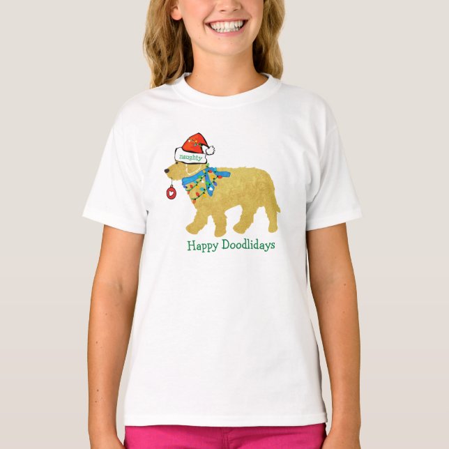 Personalisiertes schmutziges Weihnachtsgoldendoodl T-Shirt (Vorderseite)