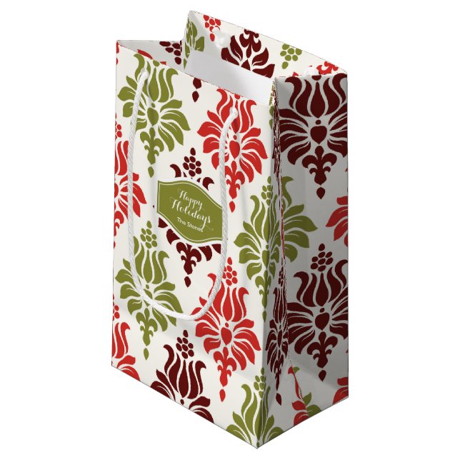 Personalisiertes Schneeflocken-Muster Kleine Geschenktüte (Vorderseite Schrägansicht)