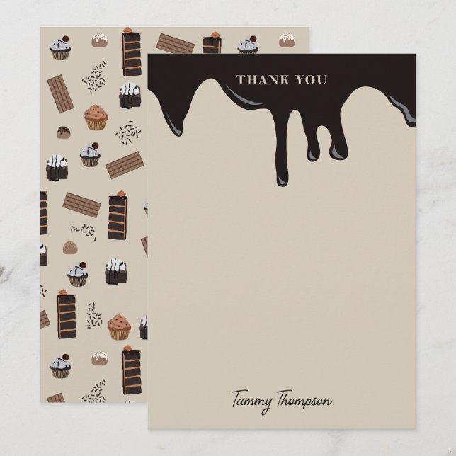 Personalisiertes Schokoladenmuster Dankeskarte (Vorne/Hinten)