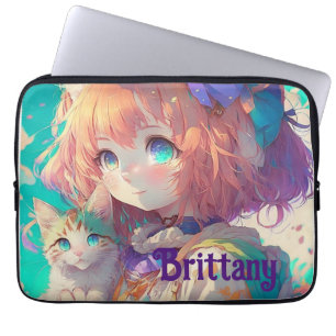 Personalisiertes schönes Anime-Mädchen mit süßem K Laptopschutzhülle
