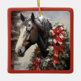 Personalisiertes schönes Pferd mit Weihnachten im Keramikornament