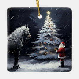 Personalisiertes schönes Pferd und Weihnachten Keramikornament