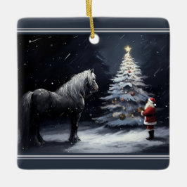 Personalisiertes schönes Pferd und Weihnachten Keramikornament