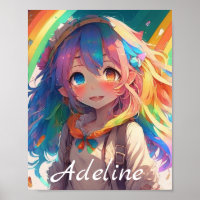 Personalisiertes schönes Regenbogen-Anime-Mädchen