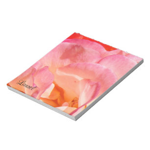 Personalisiertes Schreibpapier Rosa Rosen Name hin Notizblock