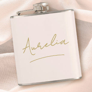 Personalisiertes Schrift Blush Rosa Gold Junggesel Flachmann
