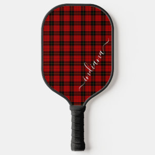 Personalisiertes Schrift-Tartan-Karo-Rustikal-Rot- Pickleball Schläger