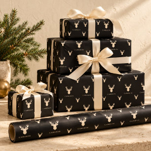Personalisiertes Schwarz benutzerdefinierter Name  Geschenkpapier