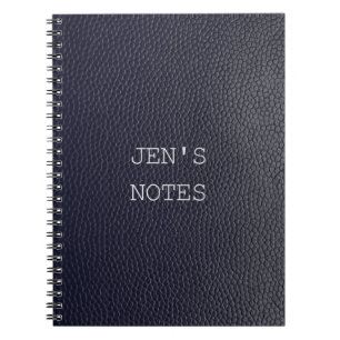 Personalisiertes Schwarz/Blau-Leder/Skin-Look-Note Notizblock