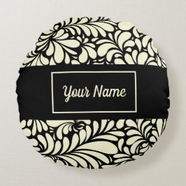 Personalisiertes Schwarz-Creme-Rundkissen Rundes Kissen