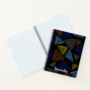 Personalisiertes Schwarz & Gelb Blau geometrisch Notizbuch