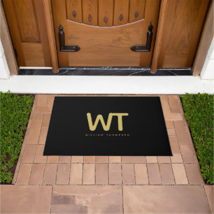 Personalisiertes Schwarz-Gold-Logo Fußmatte