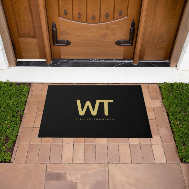 Personalisiertes Schwarz-Gold-Logo Fußmatte (Außenbereich)