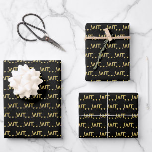 Personalisiertes Schwarz-Gold-Logo Geschenkpapier Set