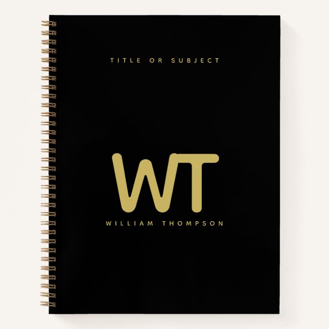 Personalisiertes Schwarz-Gold-Logo Notizbuch (Vorderseite)