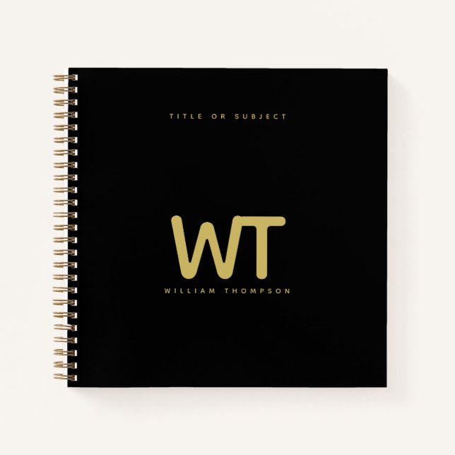 Personalisiertes Schwarz-Gold-Logo Notizbuch (Vorderseite)