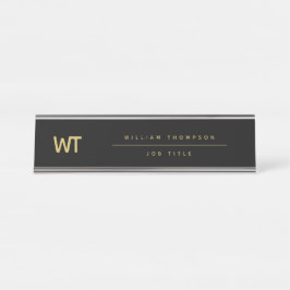 Personalisiertes Schwarz-Gold-Logo Schreibtischnamensplakette