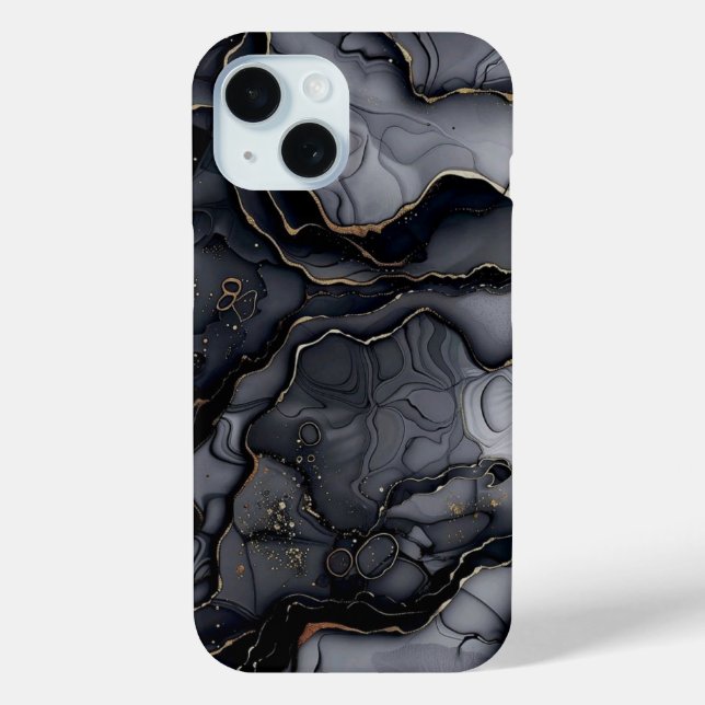 Personalisiertes Schwarz-Gold-Monogramm Case-Mate iPhone Hülle (Rückseite)