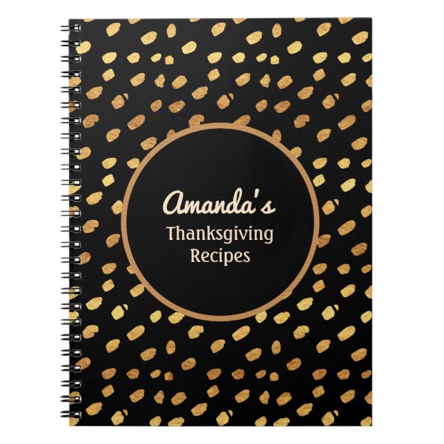 Personalisiertes Schwarz-Gold-Monogramm-Journal Notizblock (Vorderseite)