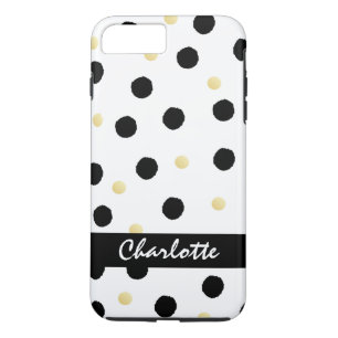 Personalisiertes Schwarz-Gold-Polka-Punktmuster Case-Mate iPhone Hülle