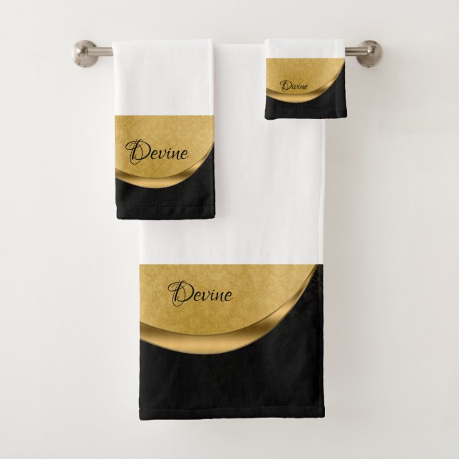 Personalisiertes Schwarz-Gold-Set Badetuch Badhandtuch Set (Insitu)