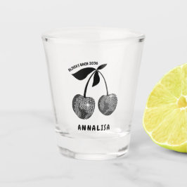 Personalisiertes Schwarz Kirsche Bachelorette Shot Schnapsglas