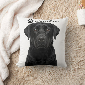 Personalisiertes Schwarz Labrador Hund Foto-Wurfki Kissen