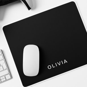 Personalisiertes Schwarz-Name-Monogramm   elegant Mousepad