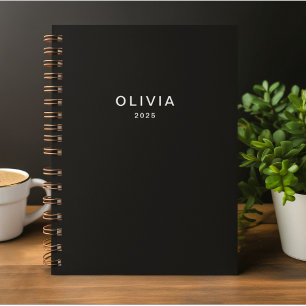 Personalisiertes Schwarz-Name-Monogramm elegant Notizblock