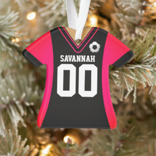 Personalisiertes Schwarz/Rosa Fußball Jersey Ornam Ornament