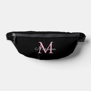 personalisiertes schwarz-rosa-minimalistisches Mon Bauchtasche