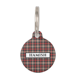 Personalisiertes Schwarz-Rot-Creme-Tartan-Muster Haustiermarke