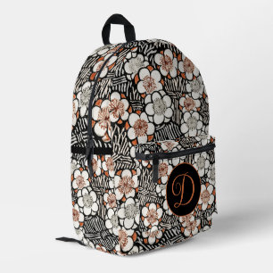 Personalisiertes Schwarz-Rot-Flora-Muster Bedruckter Rucksack