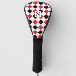 Personalisiertes Schwarz-Rot-Raute-Muster Golf Headcover