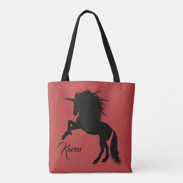 Personalisiertes Schwarz-Rot-Zaubertier Tasche (Rückseite)