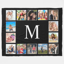 Personalisiertes Schwarz-Schwarz-FotoCollage für b Fleecedecke