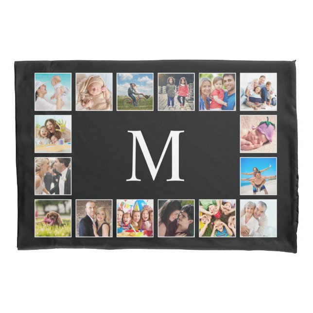 Personalisiertes Schwarz-Schwarz-FotoCollage für b Kissenbezug (Vorderseite)