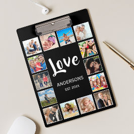 Personalisiertes Schwarz-Schwarz-FotoCollage für b Klemmbrett
