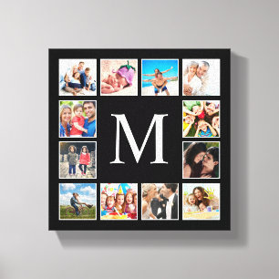 Personalisiertes Schwarz-Schwarz-FotoCollage für b Leinwanddruck