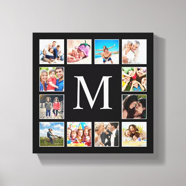 Personalisiertes Schwarz-Schwarz-FotoCollage für b Leinwanddruck (Vorderseite)