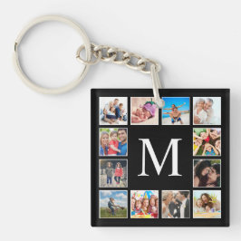 Personalisiertes Schwarz-Schwarz-FotoCollage für b Schlüsselanhänger