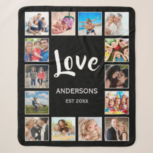 Personalisiertes Schwarz-Schwarz-FotoCollage für b Sherpadecke