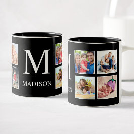 Personalisiertes Schwarz-Schwarz-FotoCollage für b Zweifarbige Tasse