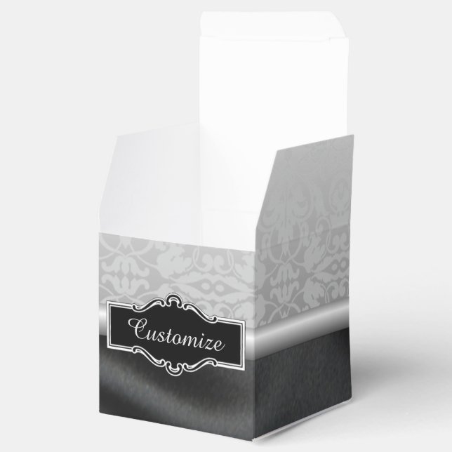 Personalisiertes Schwarz-Silber-Damaskus-Feld Geschenkschachtel (Geöffnet)